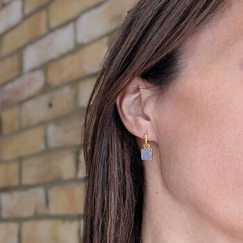 The Square Moonstone Earrings, Gold Plated, 4 of 7