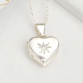 Personalised Sterling Silver Star Heart Locket, 6 of 9
