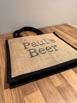 Beer Bottle Bag With Personalised Embroidered Name, 5 of 5