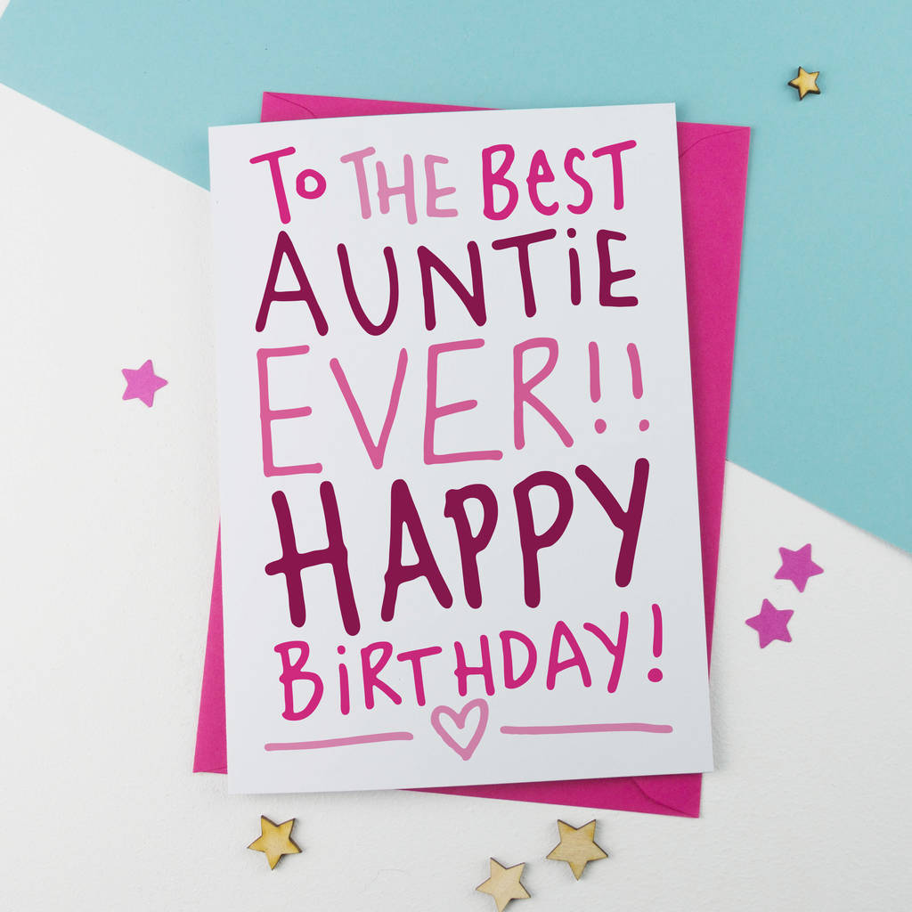 best auntie birthday card hand drawn style by a is for alphabet