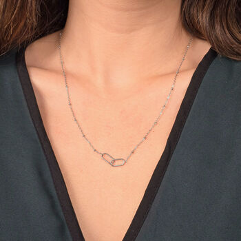 Interlocking Paperclip Infinity Silver Necklace, 2 of 4