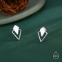 Sterling Silver Art Deco Inspired Small Rhombus Stud Earrings, thumbnail 1 of 11