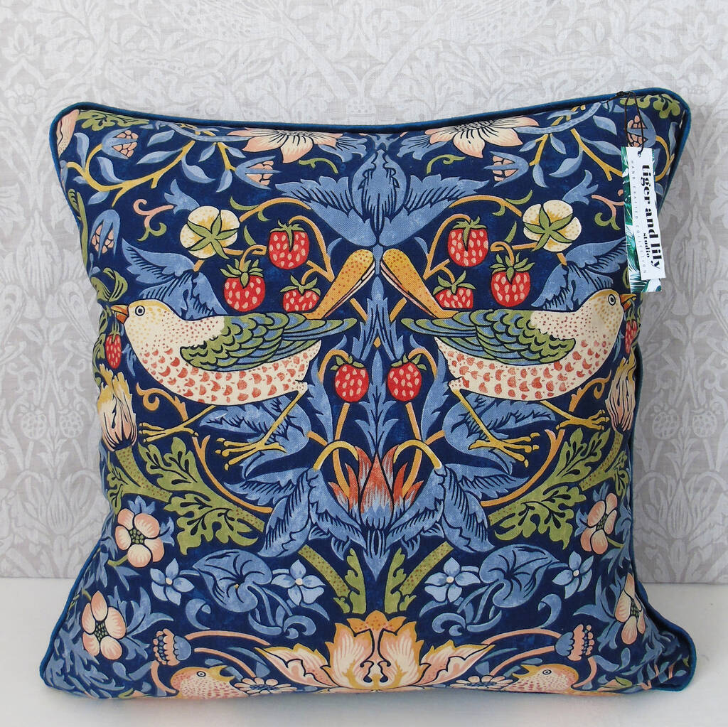 Blue Strawberry Thief William Morris 18' Cushion Cover, 1 of 6