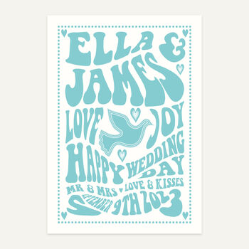 Retro Gig Style Wedding Personalised Print, 4 of 11