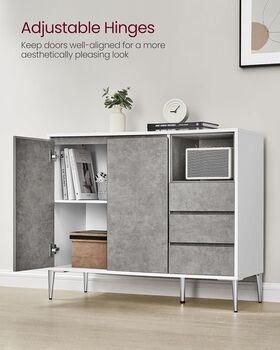 Sideboard Modern Storage Cabinet Drawers Concrete Grey, 6 of 7