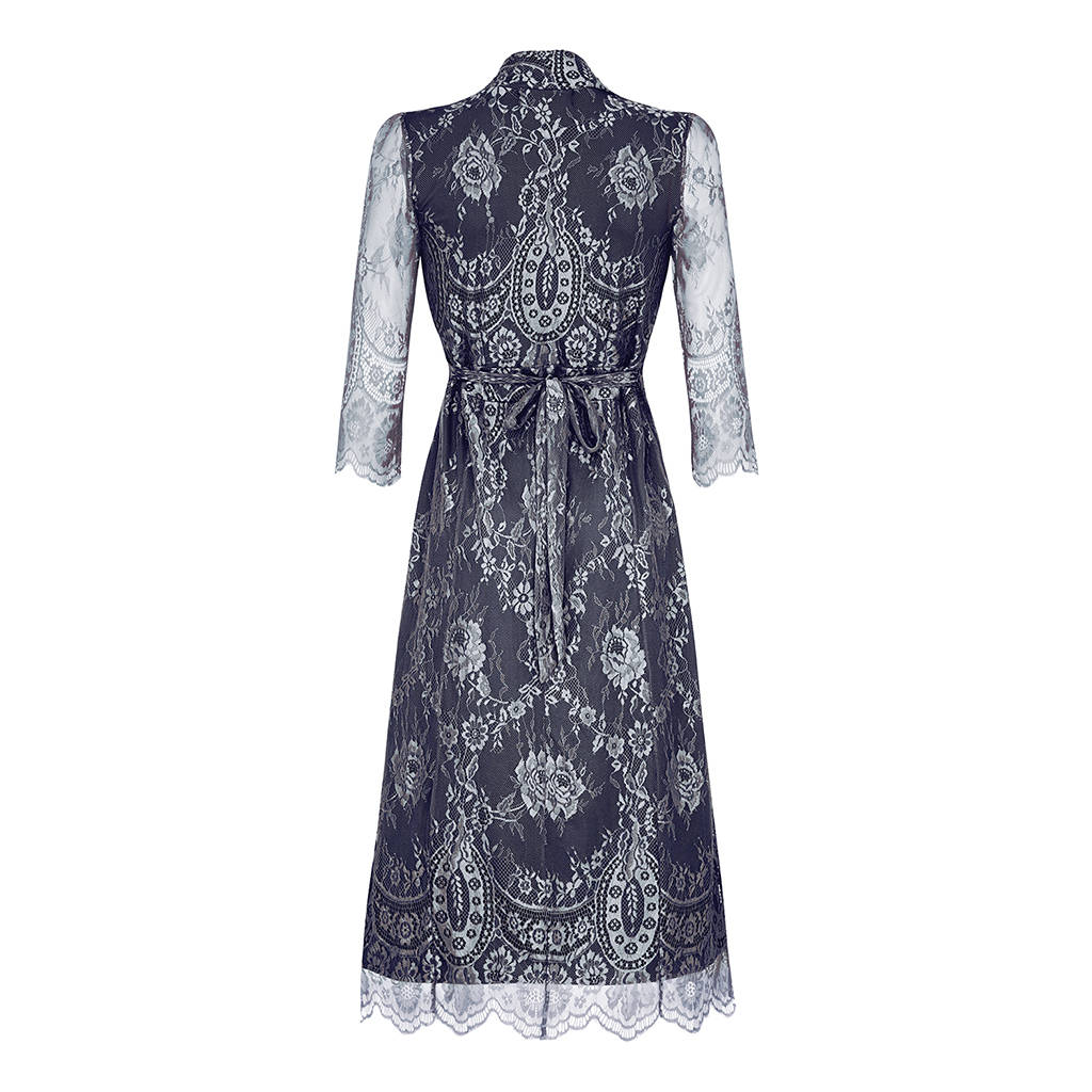 Silver Blue Lace Dress With Sleeves By Nancy Mac | notonthehighstreet.com