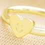 Smiling Heart Face Adjustable Ring In Gold Plating, thumbnail 3 of 5