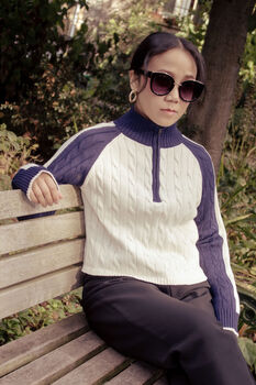 Three Quarter Zip Cable Knit Jumper, 5 of 7