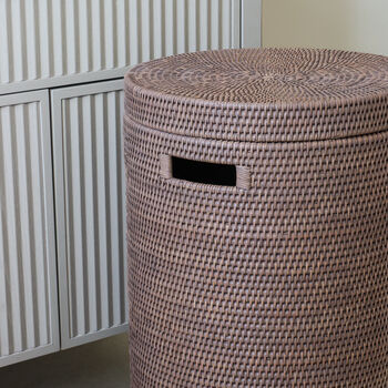 Marbury Taupe Round Rattan Laundry Basket, 3 of 3