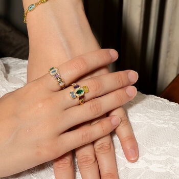 Fancy Marquise Sterling Silver Kaleidoscope Ring, 8 of 11