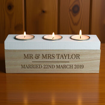 Personalised Classic Triple Tea Light Box Tealight Hold, 6 of 12