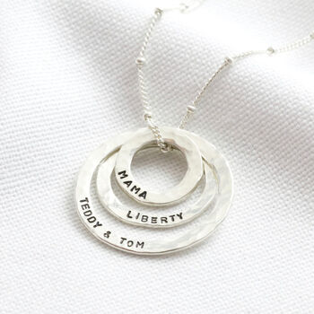 Personalised Sterling Silver Hammered Halo Necklace, 4 of 11