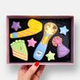 Birthday Celebration Iced Biscuits And Macarons Hamper Gift, thumbnail 4 of 8