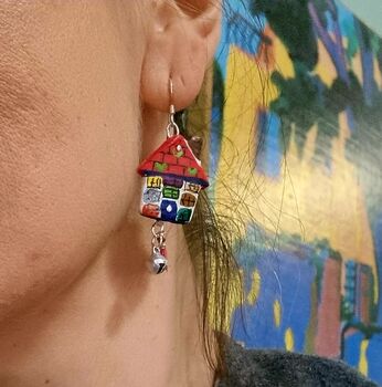 Gingerbread Colourful House Stand Up Earring Gift, 3 of 10