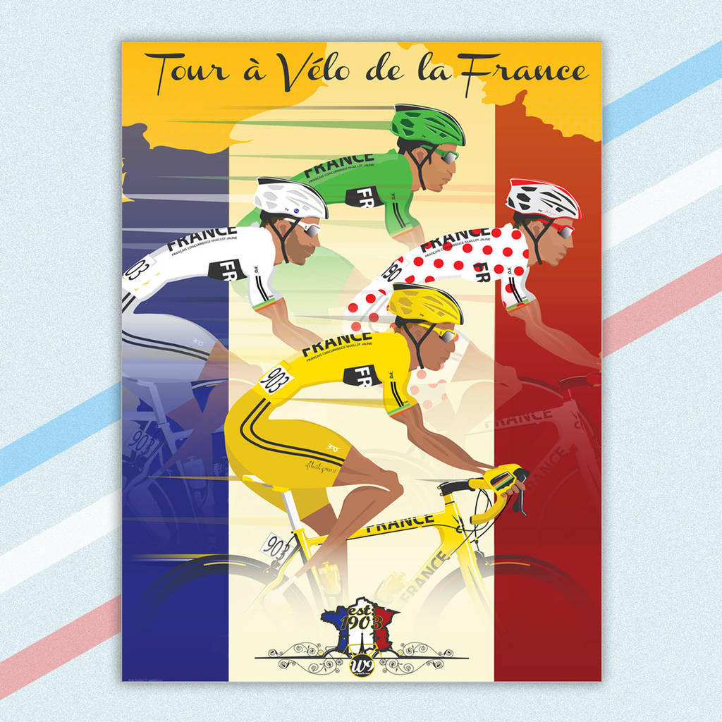 tour de france jerseys art print by wyatt9 | notonthehighstreet.com