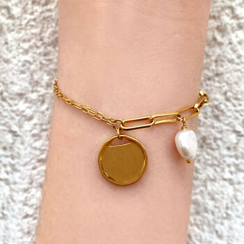 Gold Plated Coin And Pearl Chain Bracelet, 4 of 6