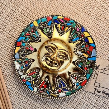 Smiling Gold Sun Incense Stick Holder Ash Catcher, 6 of 12