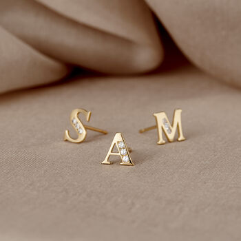 9ct Gold Initial Earrings, 4 of 6
