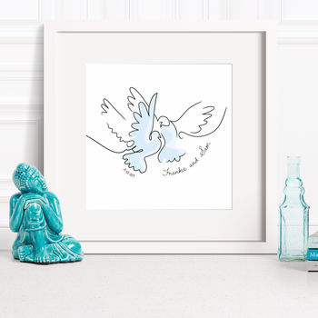 Personalised Wedding Two Doves Line Drawing, 8 of 10