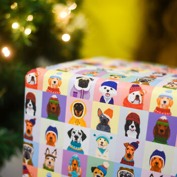 Cute Winter Dog Christmas Wrapping Paper Two Sheets, 6 of 8