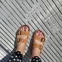 Leather Sandals With Memory Foam Insole In Honey, thumbnail 2 of 8