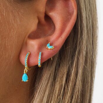 Drop Earrings Set, Gold Earring Set, Turquoise Earrings, 2 of 6
