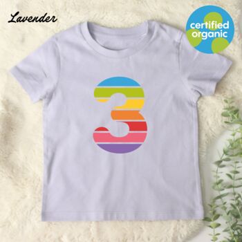 Birthday Big Rainbow Number Kids Organic T Shirt, 7 of 8