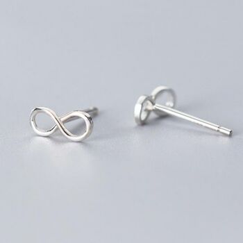 Sterling Silver Infinity Symbol Stud Earrings, 3 of 5