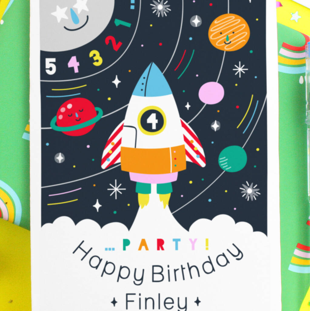 Personalised Rocket Birthday Space Greeting Card By Paper Joy ...