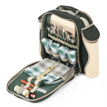 Deluxe Four Person Picnic Backpack Hamper Forest Green, 4 of 5