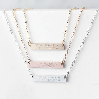 Personalised Co Ordinates Bar Necklace, 2 of 5