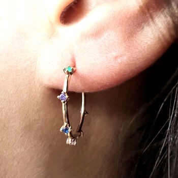 Gold Plated Sterling Silver Multicolour Hoop Earrings, 3 of 10