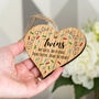 Twins New Baby Gift Hanging Wood Heart, thumbnail 1 of 3