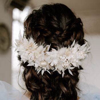 Gigi Half Crown Dried Flower Bridal Wedding Headpiece, 3 of 3