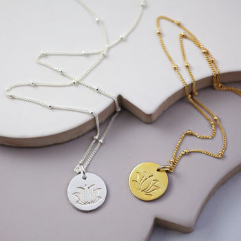 Lotus Flower Disc Necklace, 5 of 8