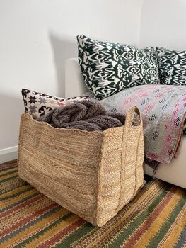 Extra Large Braided Jute Log Or Storage Basket, 5 of 5