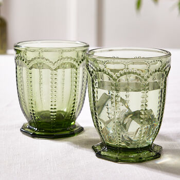 Set Of Four Bella Perle Green Glass Tumblers, 3 of 8