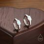 Sterling Silver Oval White Opal Huggie Hoop Earrings, thumbnail 1 of 10