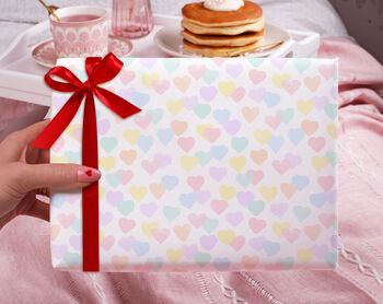 Three Sheets Of Pastel Rainbow Heart Wrapping Paper, 2 of 2