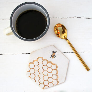 Hexagonal Ceramic Bee Coaster, 4 of 9