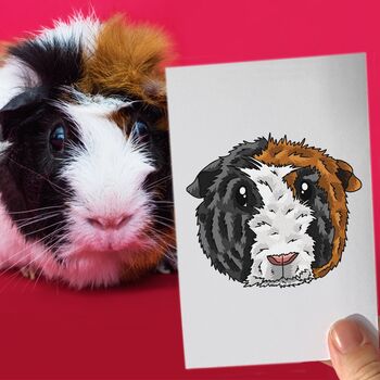 Personalised Guinea Pig Lover Portrait Face Print, 6 of 12