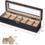 Six Slots Watch Box Case Organizer With Glass Lid, thumbnail 9 of 12