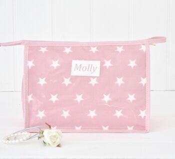 Personalised Wipe Clean Oilcloth Wash Bag, 4 of 5