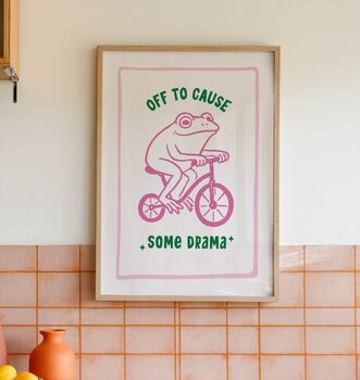 Off To Cause Some Drama Frog Print, 3 of 3