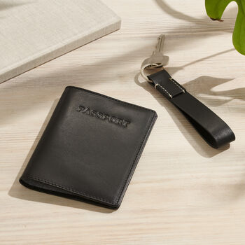 Personalised Leather Passport And Keyring Travel Set, 3 of 3