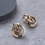 Gold Colour Multi Linked Interlock Hoop Earrings, thumbnail 3 of 6