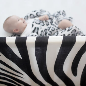 Personalised Xl Zebra Print Baby Gift Muslin, 6 of 10