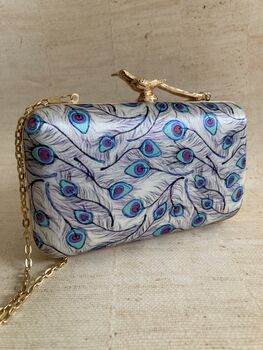 Purple Rectangular Digitally Printed Peacock Clutch, 9 of 10