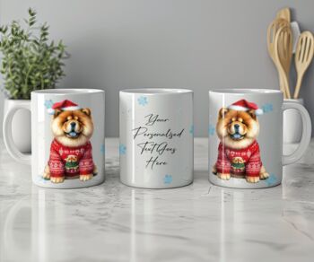 Personalised Chow Chow In Christmas Jumper Mug, 2 of 2
