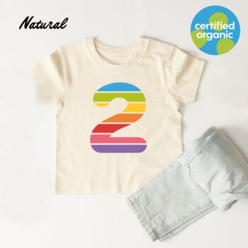 Birthday Big Rainbow Number Kids Organic T Shirt, 3 of 8